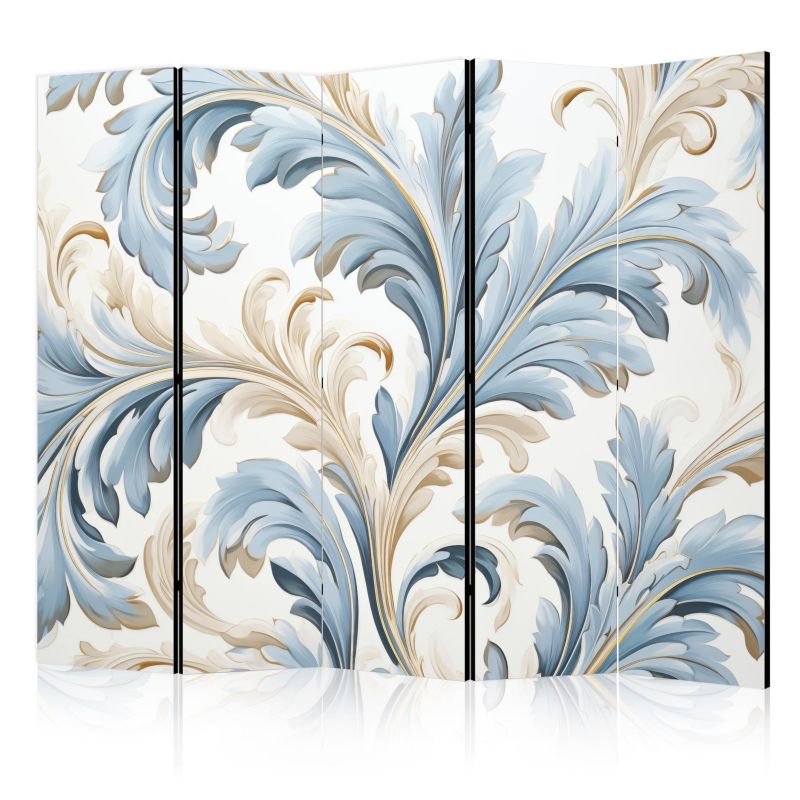 Parawan Muralo Dwustronny Barokowe Ornamenty w Kremowo-Niebieskiej Kolorystyce 225x172cm 1 szt.