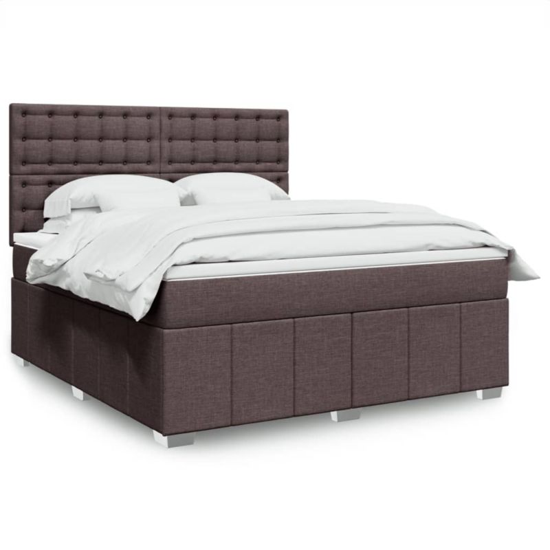 Łóżko z materacem WaszeMeble 180x200 cm Ciemny brąz tkanina z LED WM-3294064 1 szt.