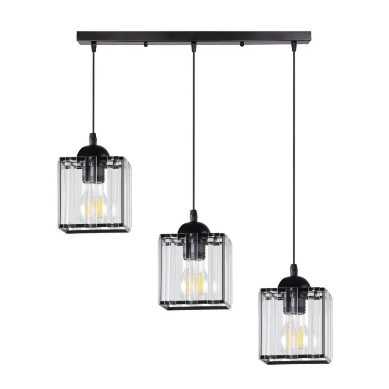 Lampa sufitowa transparentne klosze Candellux Glassia czarna 3xE27x40W IP20 wym:75x66x12cm - 1 szt.