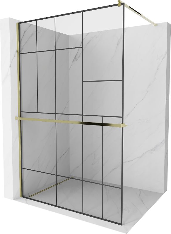 Ścianka prysznicowa Mexen Kioto+ czarny wzór, złota 100x200 cm 800-100-121-50-78 1 szt.