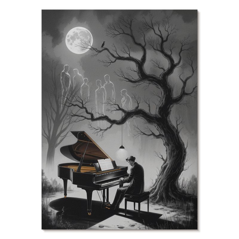 Nowoczesny Plakat na Płótnie Tulup 59,4,x84 cm (A1) Nocna muzyka Do salonu, sypialni, 1 szt.