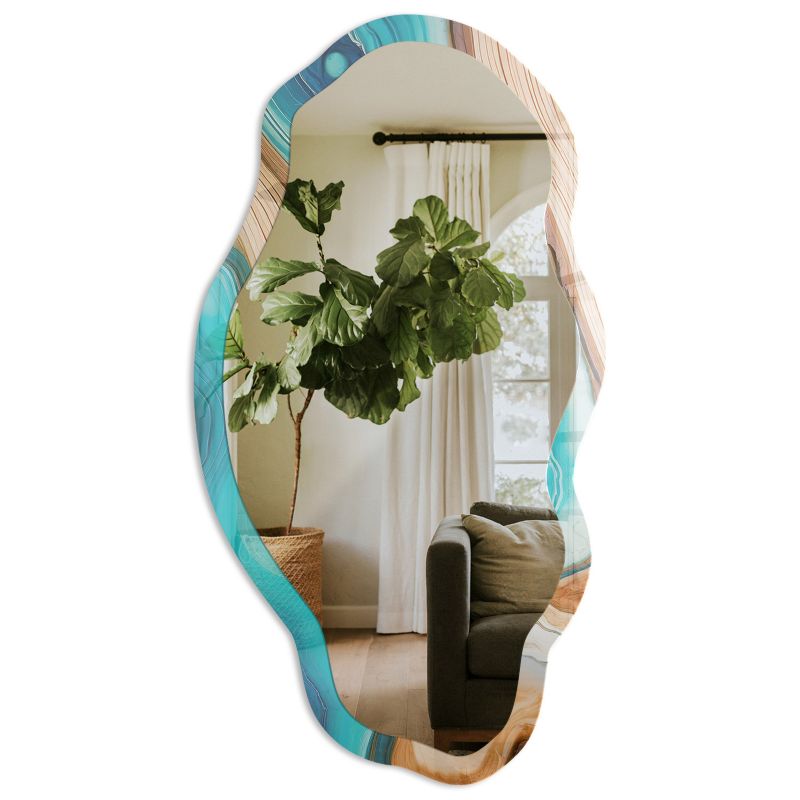 Lustro Organiczne Do Łazienki Tulup 52x97 cm Błękitne prądy - w Ramie Szkło Hartowane Lustro z Nadrukiem 1 szt.