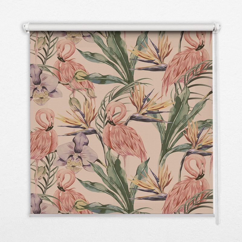 Roleta Do Sypialni Tulup 100x100 cm Flamingi I Kwiaty Montaż do ściany/sufitu 1 szt.
