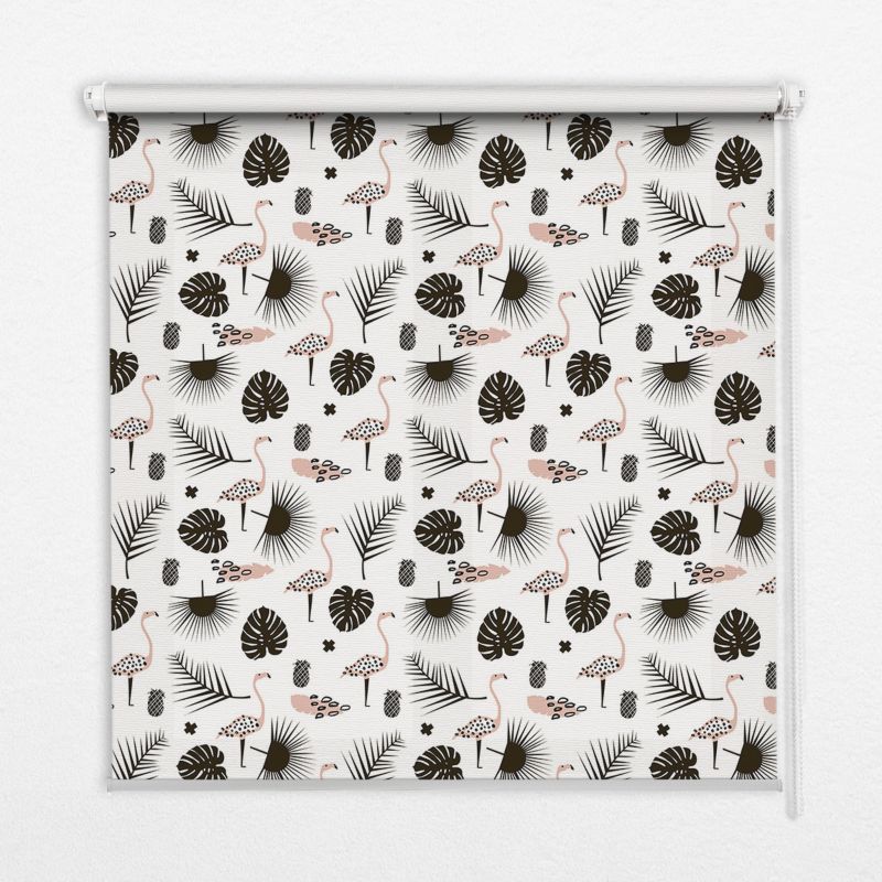 Roleta Do Okien Tulup 130x140 cm Flamingi I Liście Montaż do ściany/sufitu 1 szt.