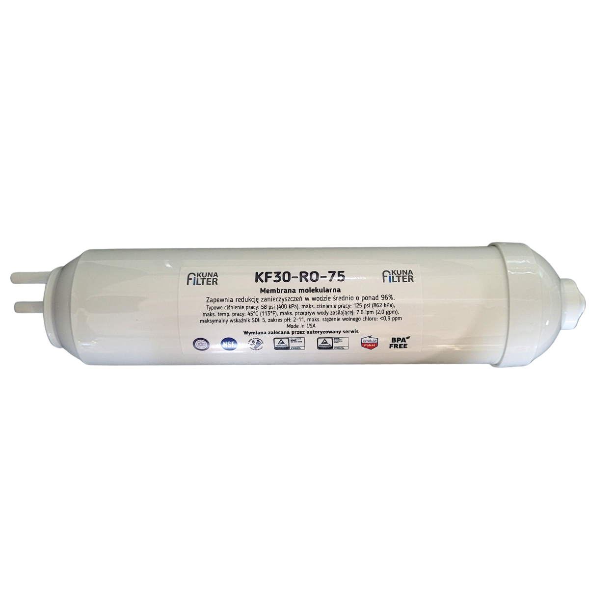 Membrana osmotyczna, zabudowana. Do systemów odwróconej osmozy Kuna Filter Comfort 75GPD.