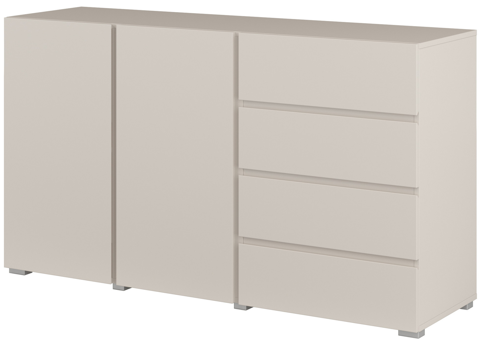 Komoda 138 cm z szufladami i półkami do salonu ASYMETRIC kaszmir