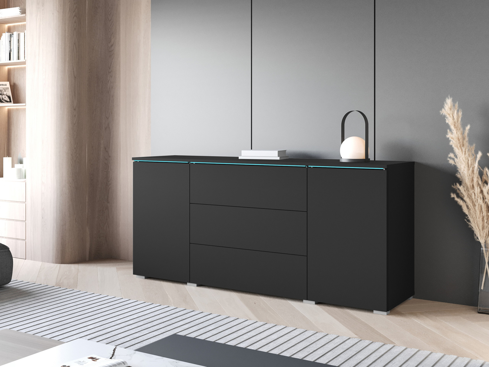 Komoda z szufladami 150 cm VELLORE czarny grafit