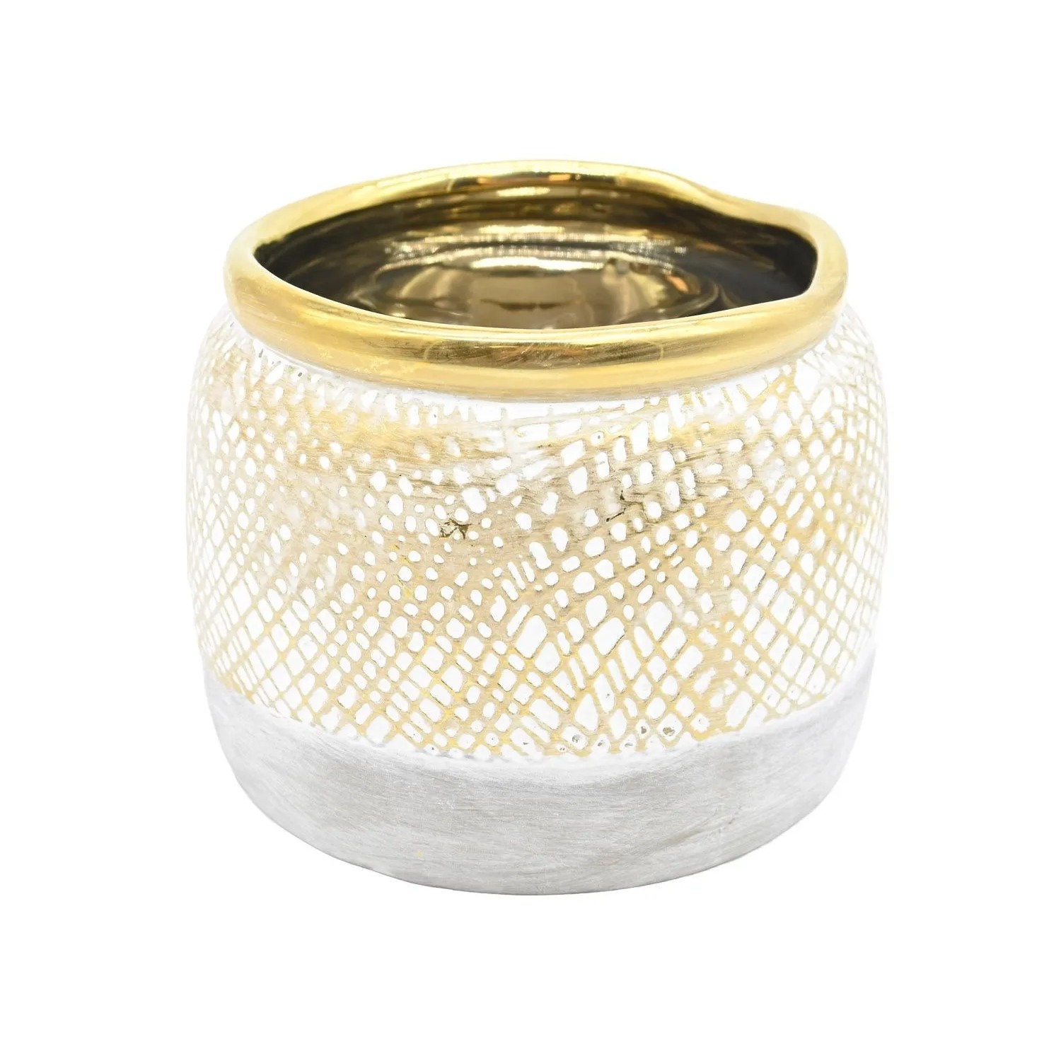 Osłonka ceramika Ivona gold - 13x13x10 cm