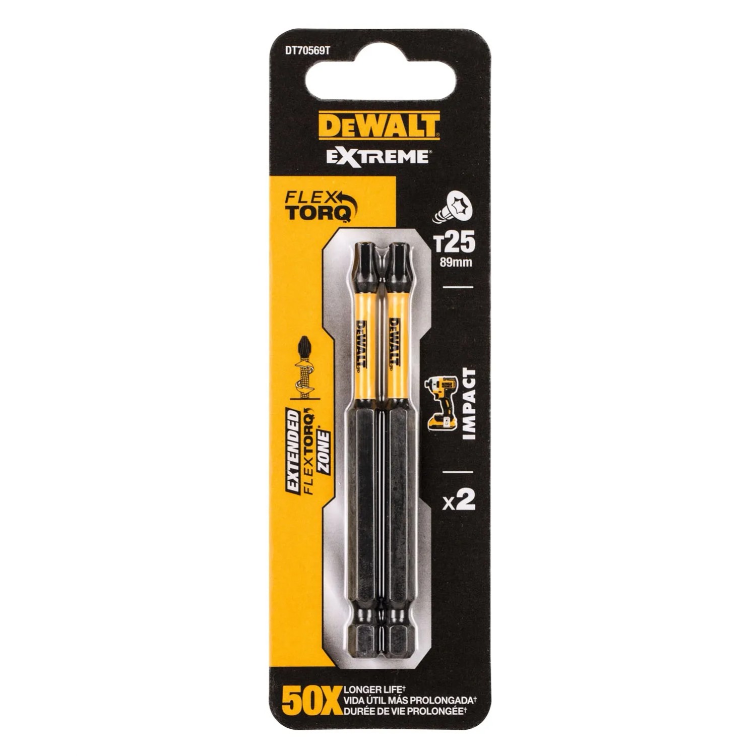 Dewalt Bity udarowe T25 89 mm - 2 szt.