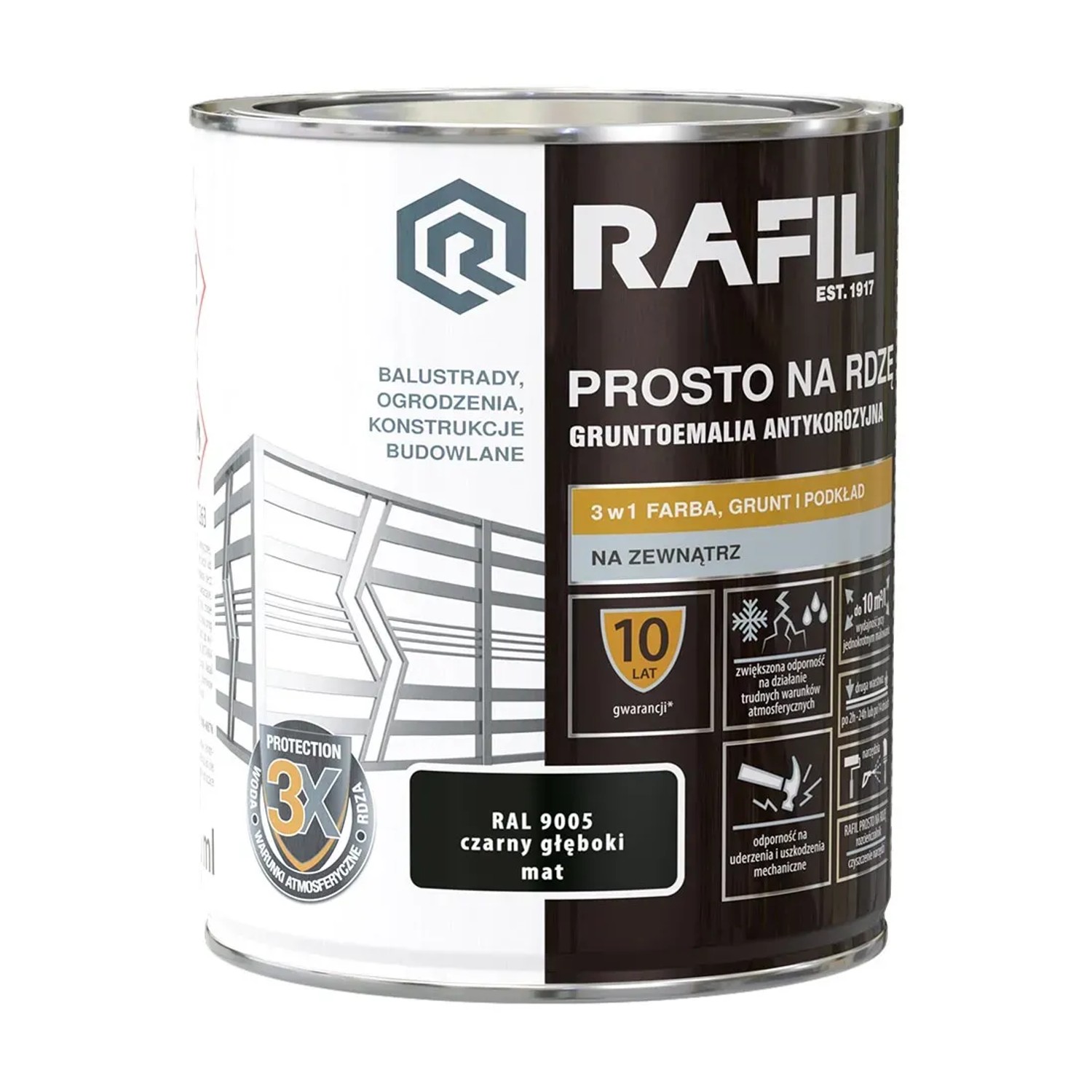 Rafil Farba na rdzę czarny głęboki mat 0,75L