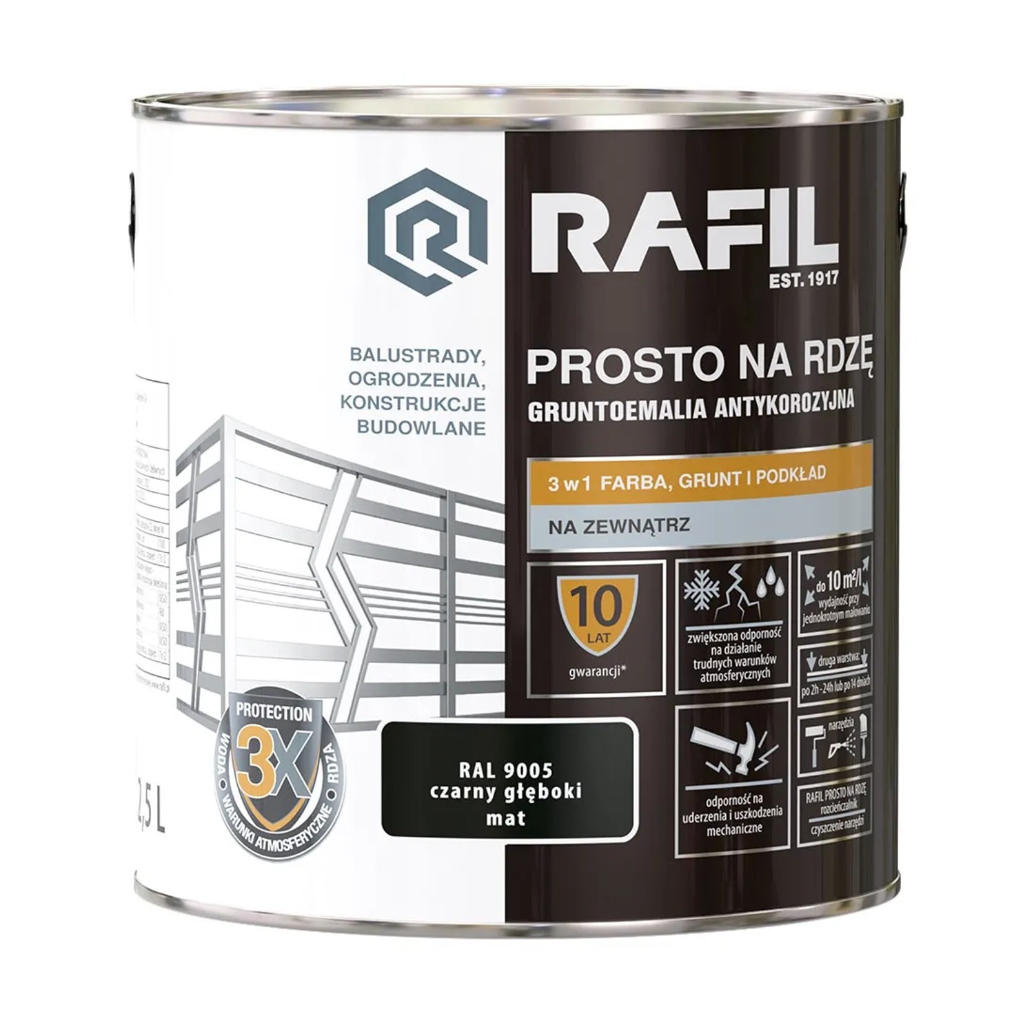 Rafil Farba na rdzę czarny głęboki mat 2,5L