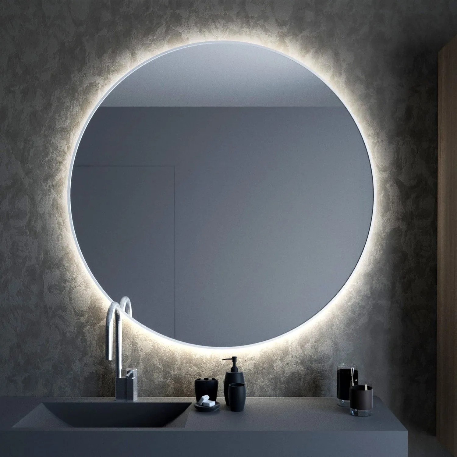 Lustro LED Bright Round Białe Ciepłe 50x50 cm