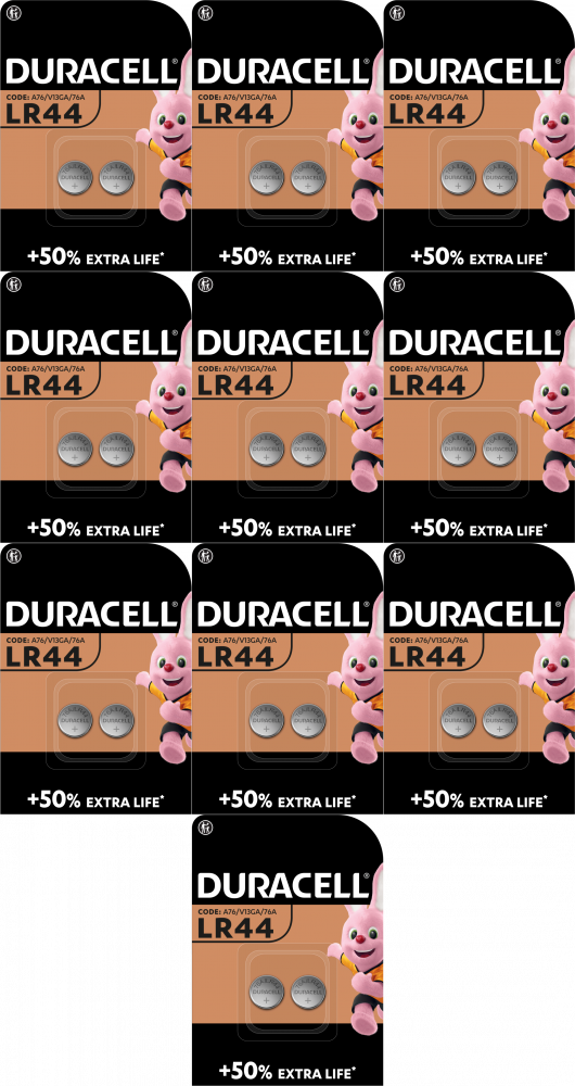 10x Bateria alkaliczna Duracell, LR44, 2 sztuki