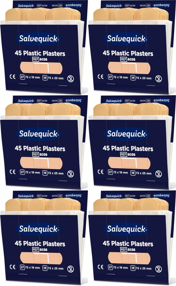 6x Plastry plastikowe Cederroth Salvequick (REF-6036), 45 sztuk