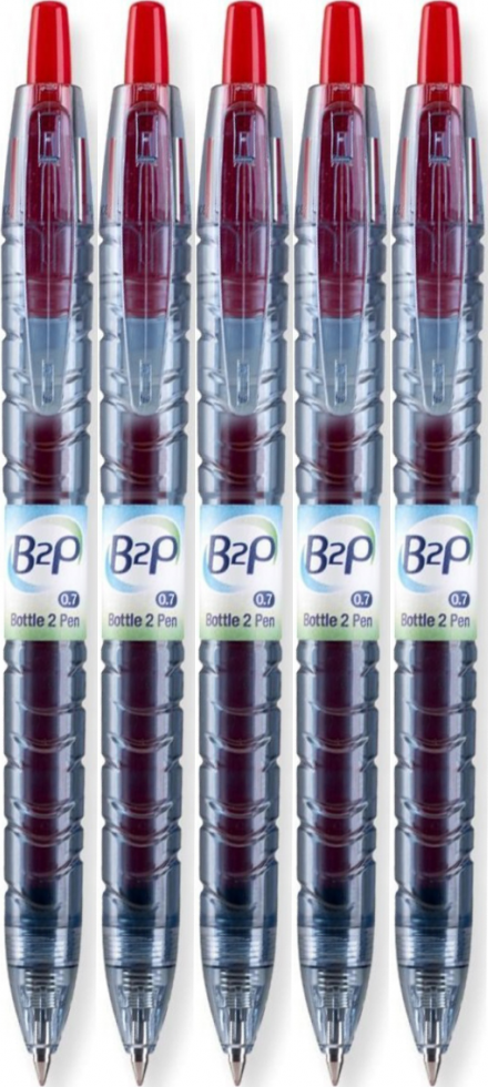 5x Długopis żelowy automatyczny Pilot, B2P, ekologiczne, 0.5mm, czerwony