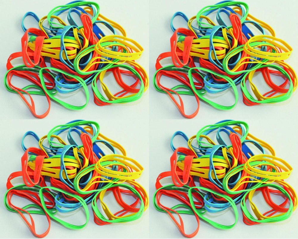 4x Gumki recepturki Q-Connect, krzyżowe, 50mm, 100g, mix kolorów