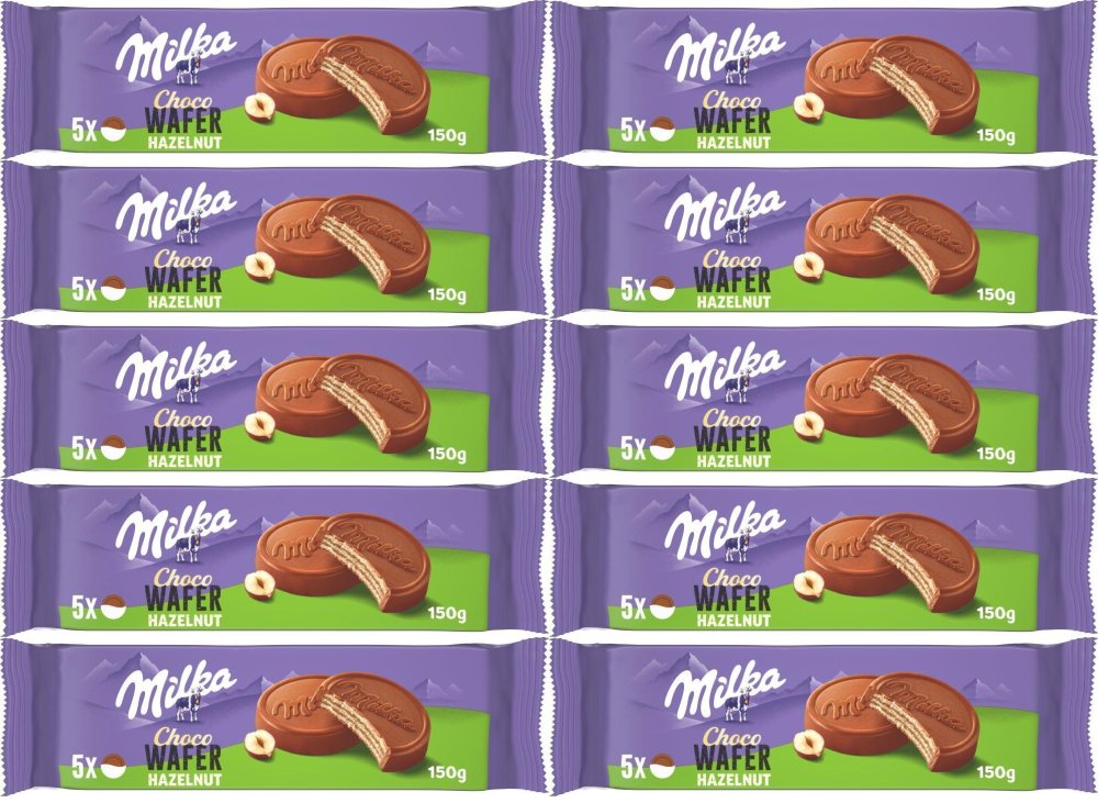 10x Wafle Milka Choco Wafer, orzechowy, 150g