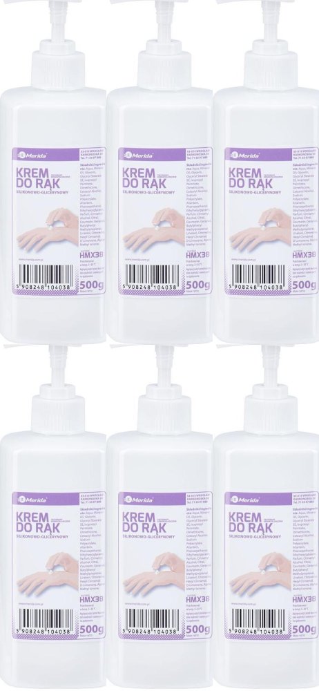 6x Krem do rąk Merida, silikonowo-glicerynowy, 500g