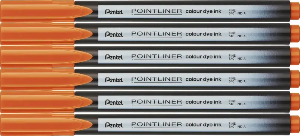 6x Cienkopis Pentel Pointliner Colour, pomarańczowy