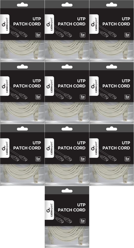 10x Kabel internetowy/patchcord Gembird kat. 5e, UTP, 10m, szary