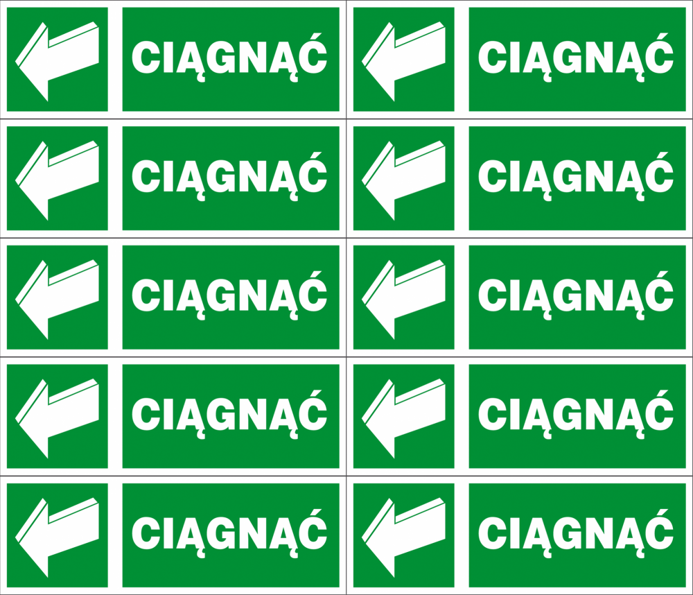 10x Znak ewakuacyjny Anro "Ciągnąć", 50x150mm