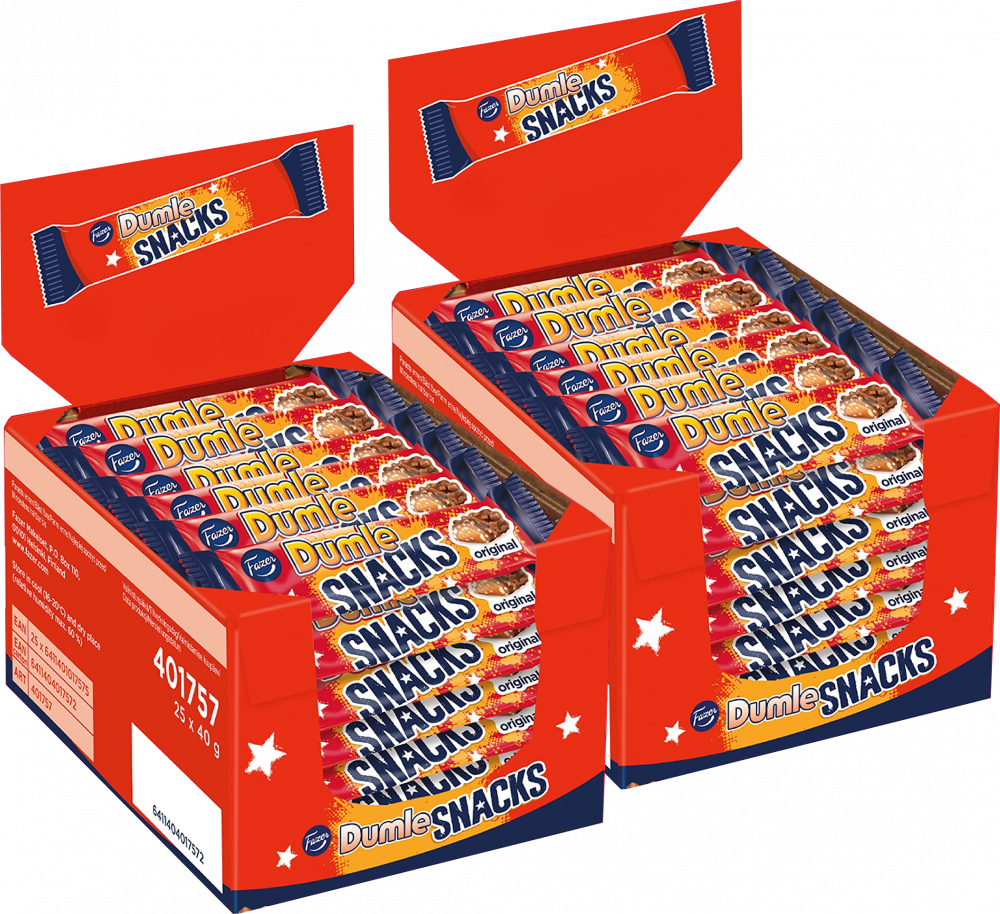 50x Batonik Dumle Snacks, czekolada mleczna z chrupkami ryżowymi i piankowym nadzieniem karmelowym, 40g