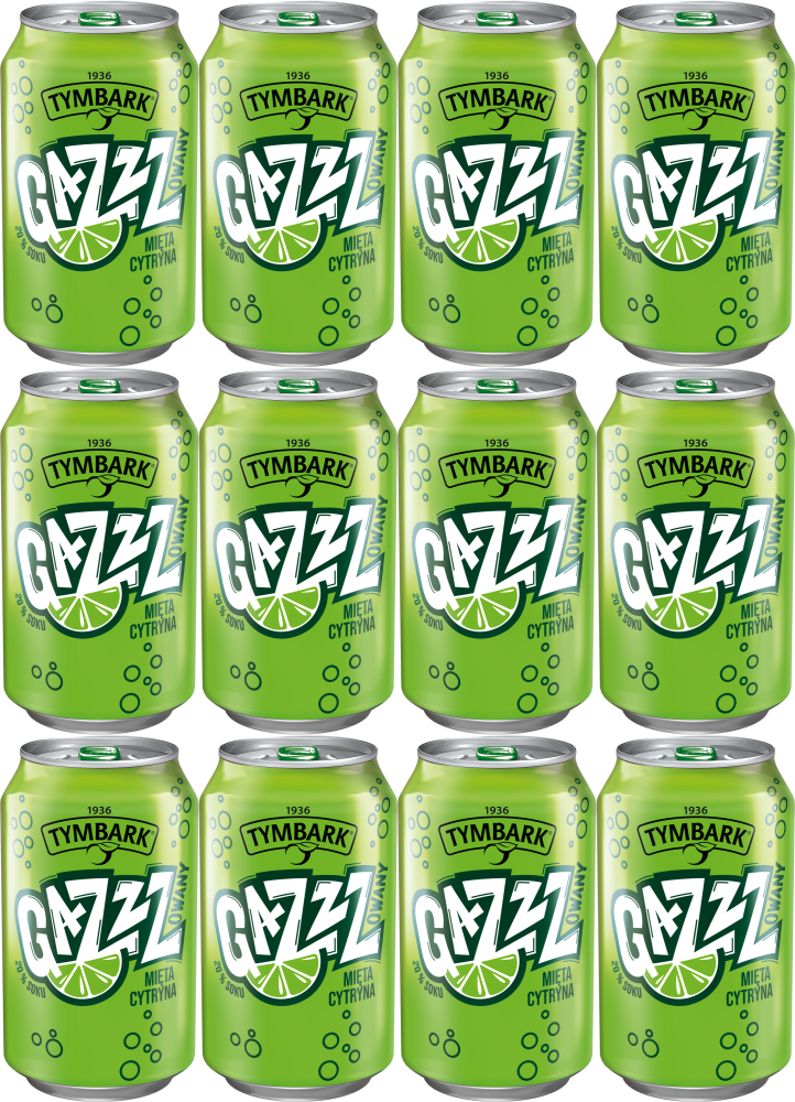 12x Napój gazowany Tymbark, cytryna/mięta, puszka, 0.33l, KAUCJA