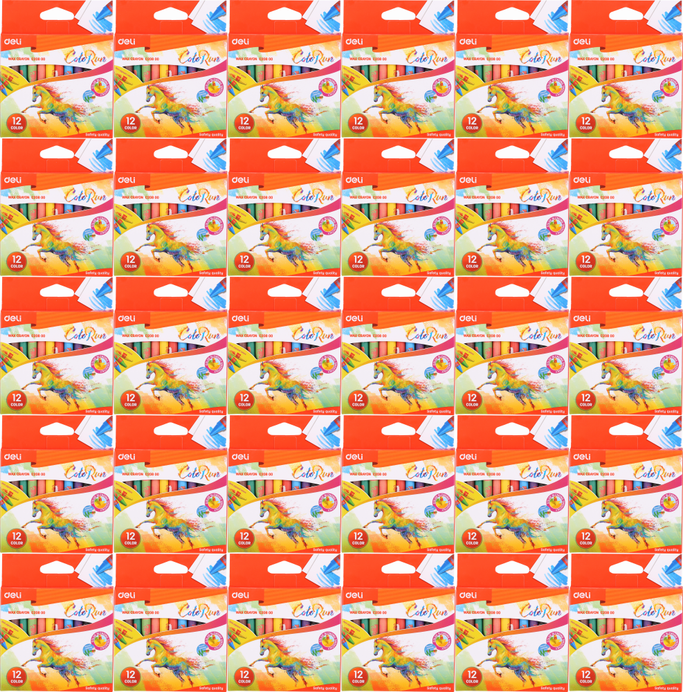 30x Kredki świecowe Deli Colorun EC20800, 12 sztuk, mix kolorów