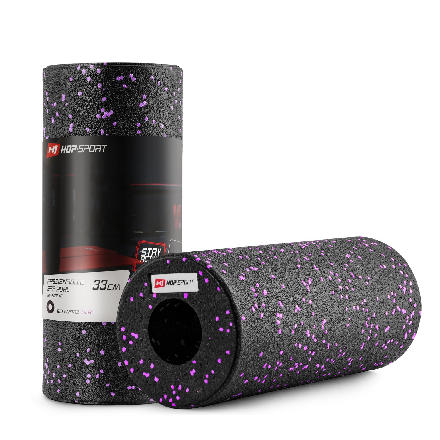 Rouleau de massage creux en EPP 33 cm noir/violet