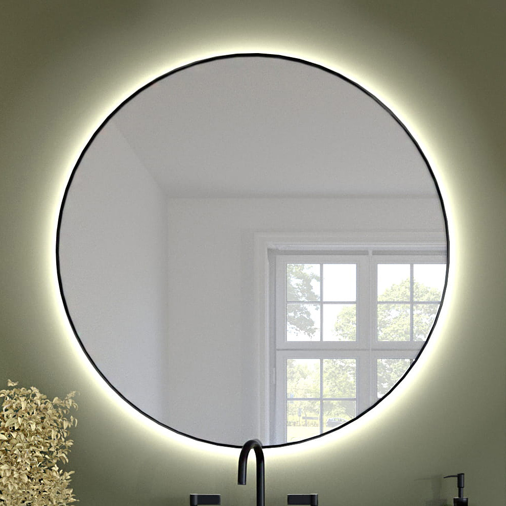 Baltica Design Tiny Border Bright lustro 70x70 cm czarne barwa neutralna z matą grzewczą - Wysyłka w 24h