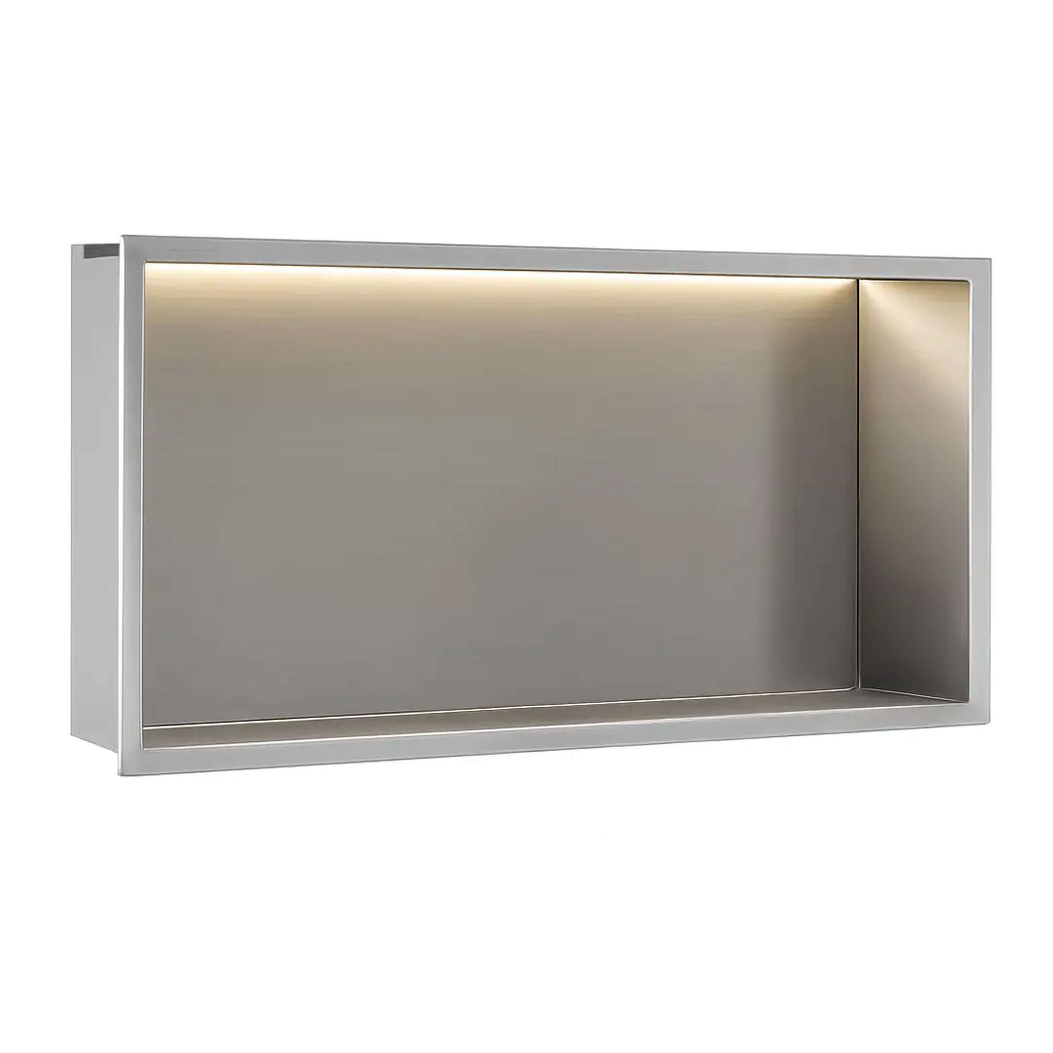 Rea półka wnękowa 63 cm z oświetleniem LED stal szczotkowana REA-08544