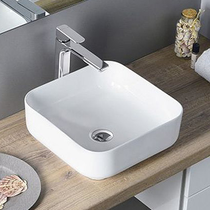 Sapho Prata umywalka 39,5 cm nablatowa kwadratowa biała AR423