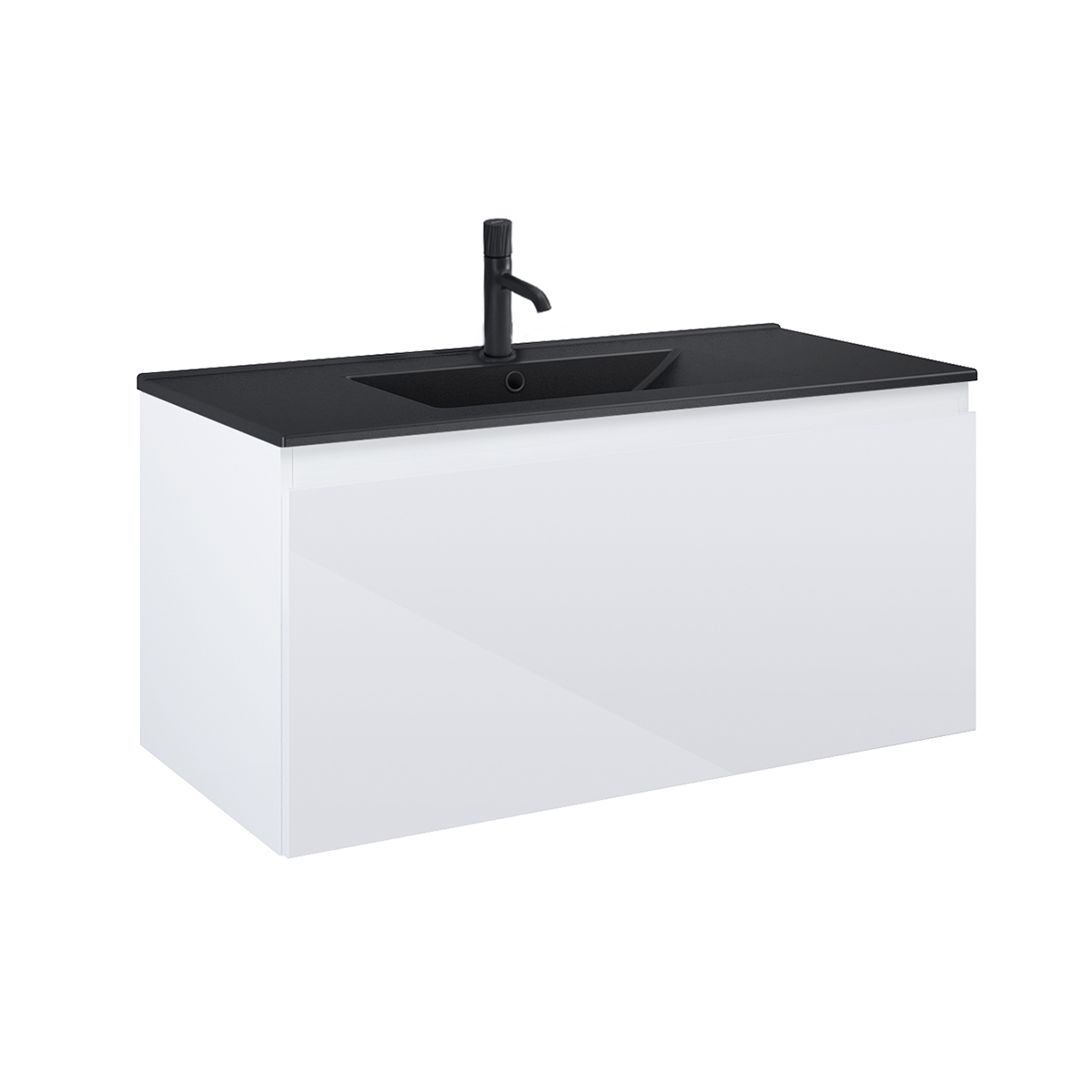 Oltens Vernal umywalka z szafką 100 cm czarny mat/biały połysk 68017000