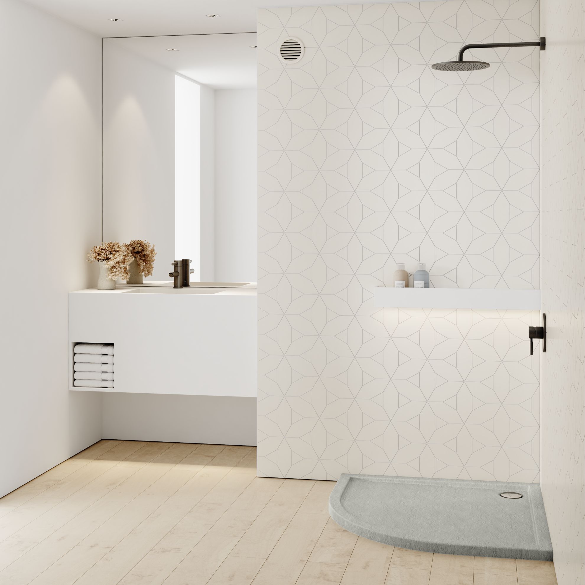 Schedline Sharper Cement Stone brodzik półokrągły 80x80 cm cement 3S.S1O-8080/CT/ST