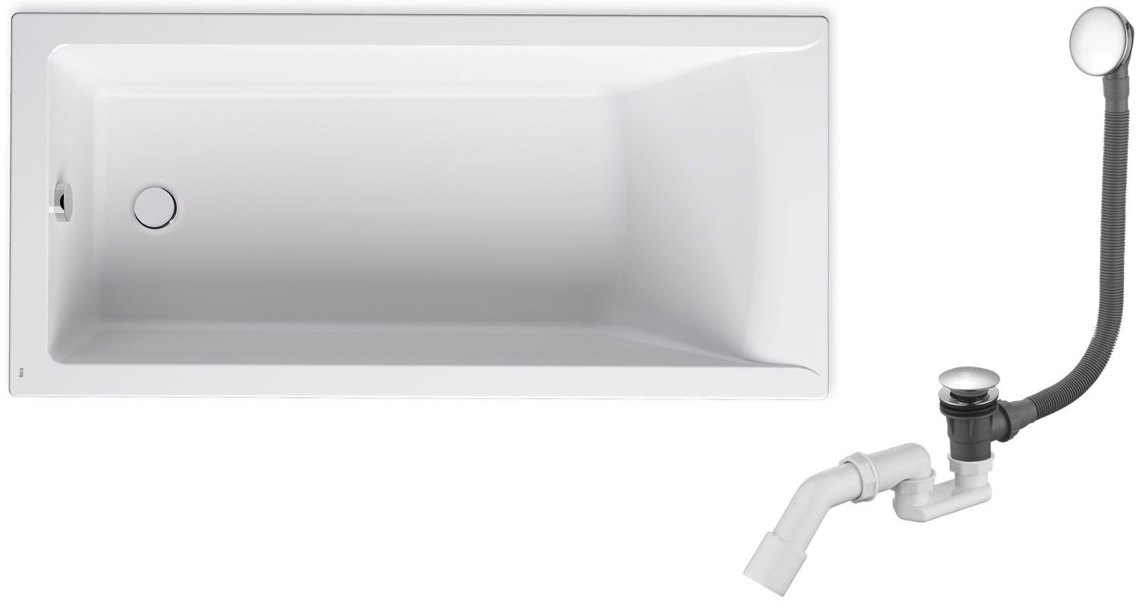Zestaw Roca Savai wanna prostokątna 170x75 cm z kompletem odpływowo-przelewowym Oltens Fusa (A248589000, 03002100) - Wysyłka w 24h