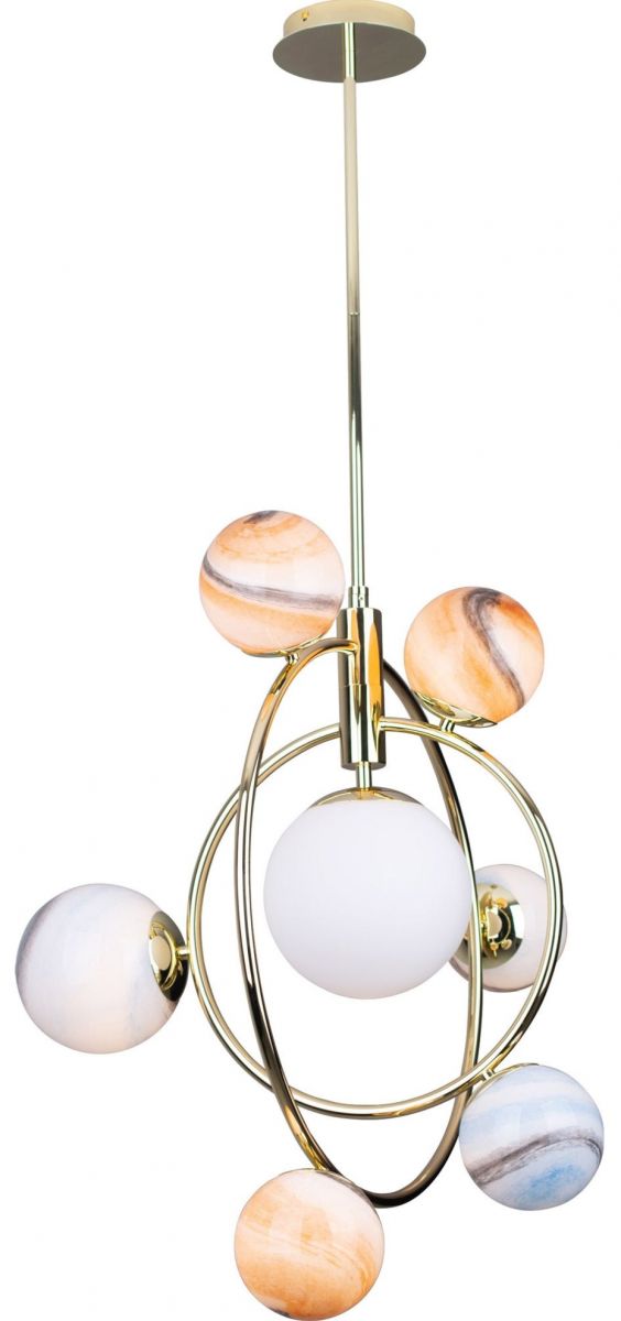 MaxLight Cosmos lampa wisząca 7x40W złoty/multikolor P0378