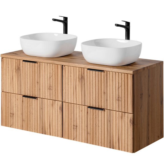 COMAD Zestaw mebli ADEL OAK 2 szafki z blatem 120 cm, 2 umywalki SMIL