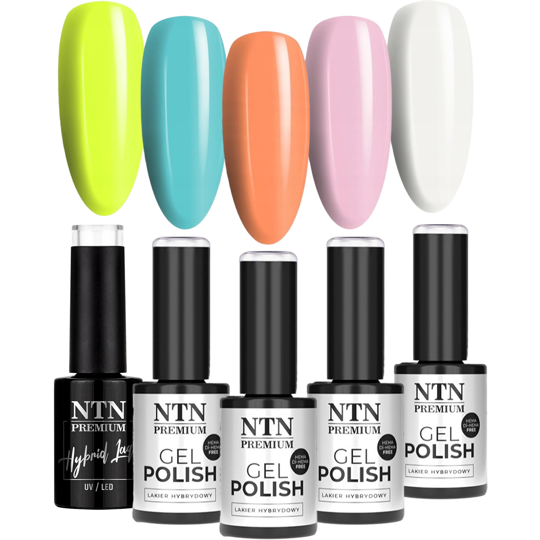 5x Lakier Hybrydowy NTN 5g Wiosna Spring Wiosenne Pastelowe Kolory Wiosenna Tęcza