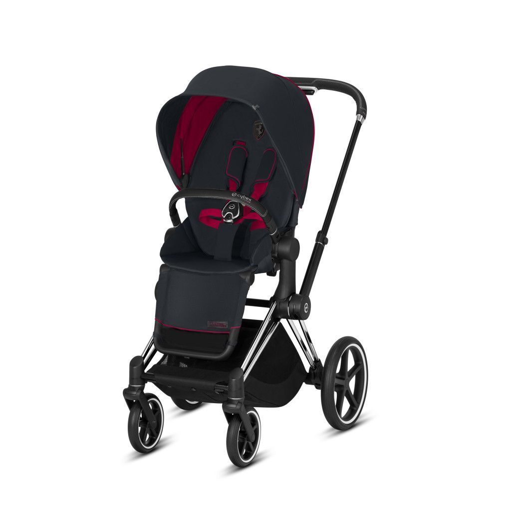 Cybex, Priam 2.0 Fashion Collection - wózek spacerowy -Scuderia Ferrari Victory Black-Chrome z czarną rączką