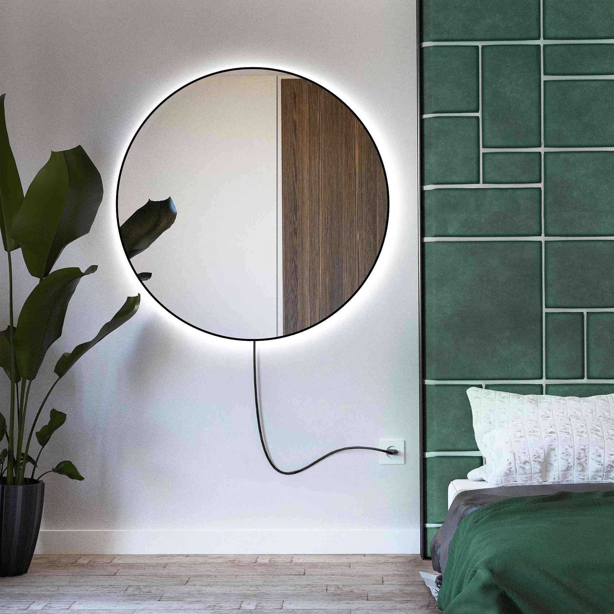 Darmowa Dostawa - Lustro 90x90 cm okrągłe z oświetleniem czarny Baltica Design Electra 5904107904009