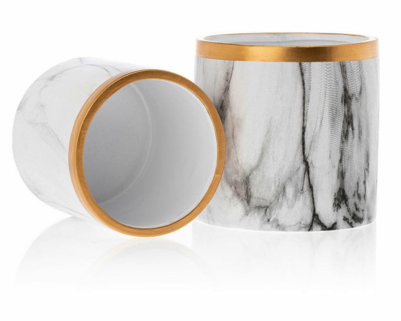 Doniczki ceramiczne HowHomely Sona Marbling biały marmur/złoto 11 cm, 2 szt. 1 kpl.