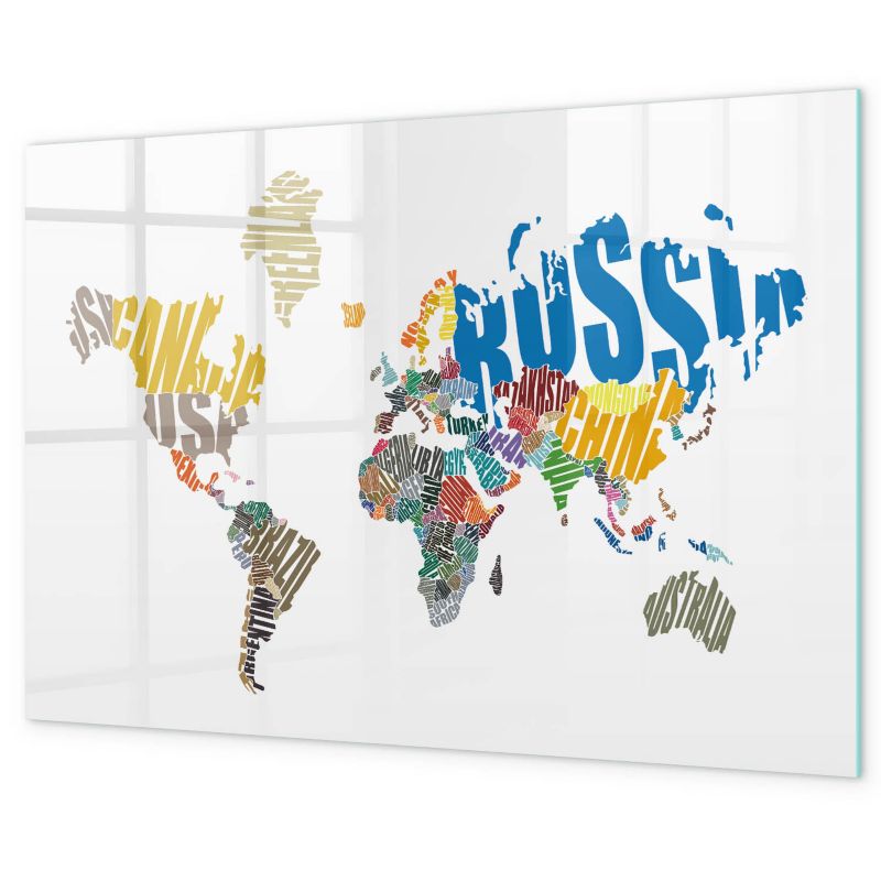 Tablica Do Rysowania Magnetyczna Tulup 90x60 cm Typograficzna mapa świata Planer ścienny do kuchni Czarny marker 1 kpl