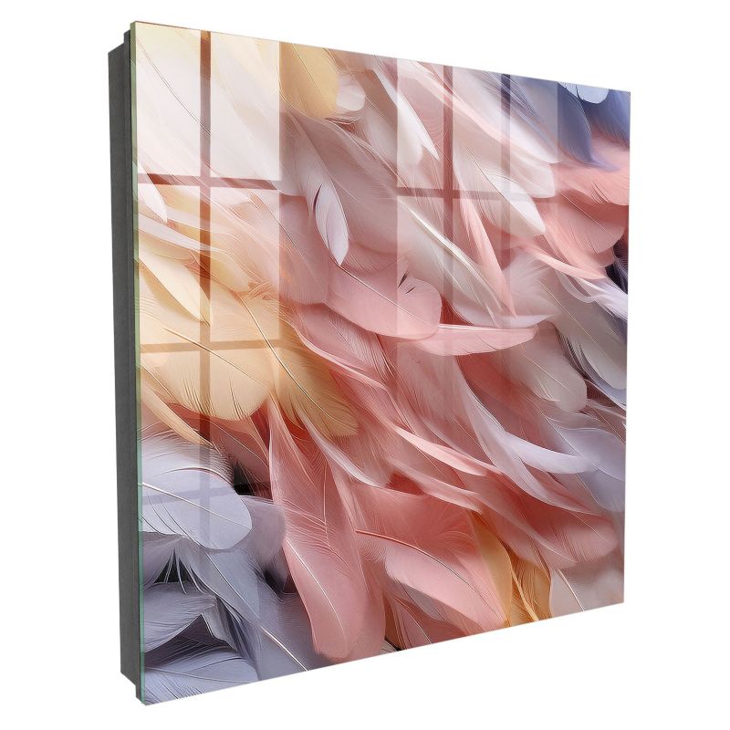 Metalowa Skrzynka Na Klucze Tulup 30x30 cm Pastelowe pióra 2 - Czarna - Otwierana na prawo 1 szt.