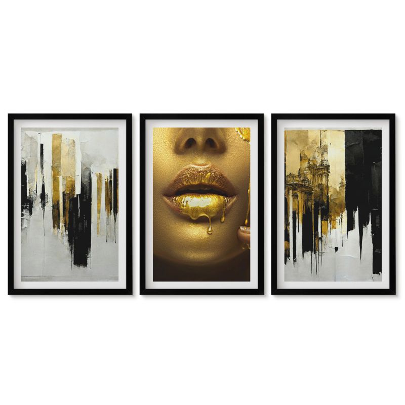 Obrazy w czarnej ramie Tulup 40x60 cm Abstrakcyjne malarstwo portret Obrazy w czarnej ramie 1 kpl