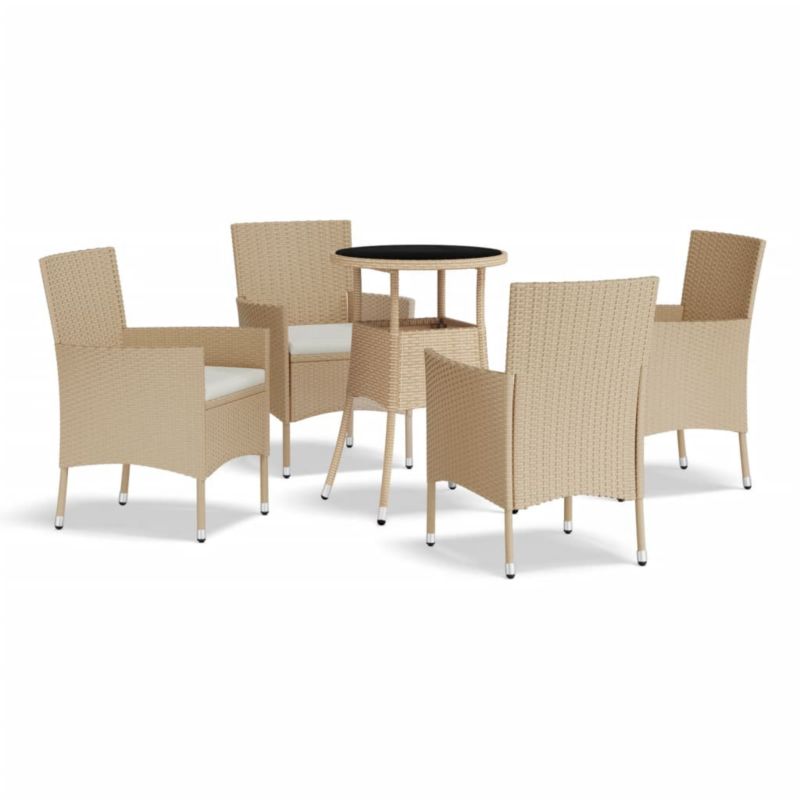 Zestaw mebli ogrodowych bistro WaszeMeble 5-cz. z technorattanu beżowy z poduszkami WM-3187421 1 kpl