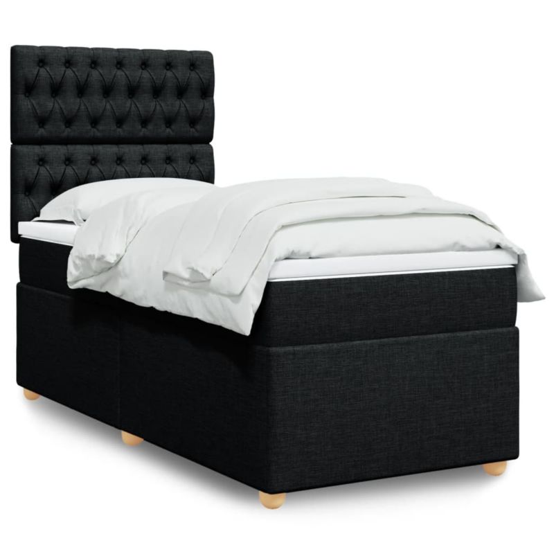 Łóżko z materacem WaszeMeble 90x200 cm Czarny tkanina WM-3291172 1 szt.