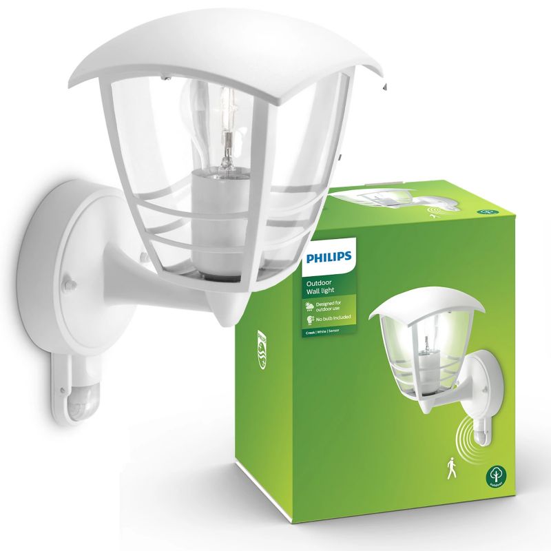 Kinkiet Philips z czujnikiem ruchu Creek biały aluminium Lampa Elewacyjna 1szt.