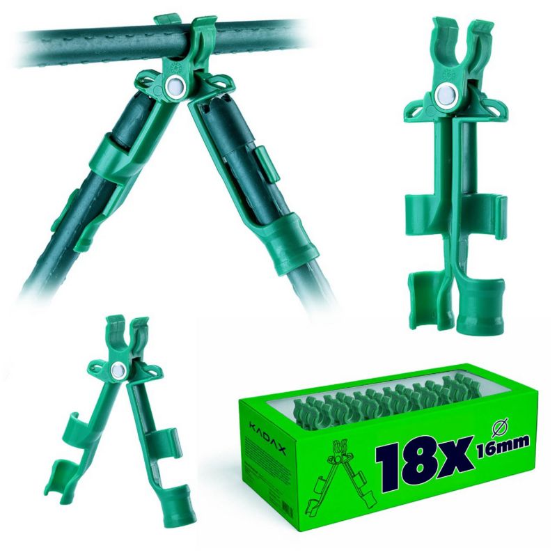 Łącznik szczytowy KADAX do tyczek ogrodowych, regulowany, 16mm zielony 18 szt.