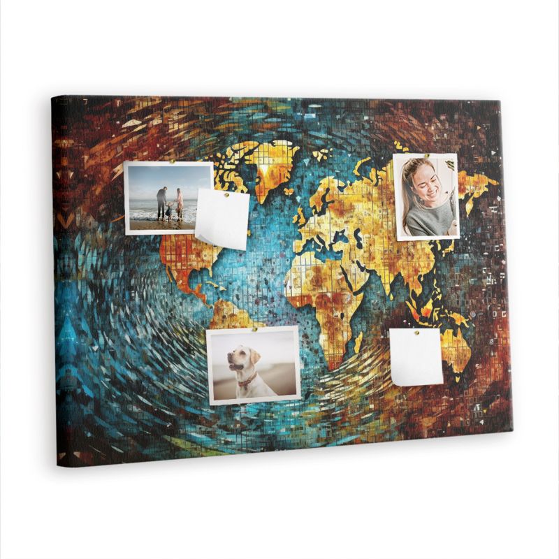 Tablica Korkowa Z Pinezkami Tulup 100x70 cm Świat chaosu Tablica na notatki Pinezki metaliczne 1 kpl