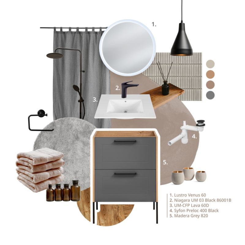 Szafka pod umywalkę Comad Madera Grey 60cm 2 szuflady 1szt